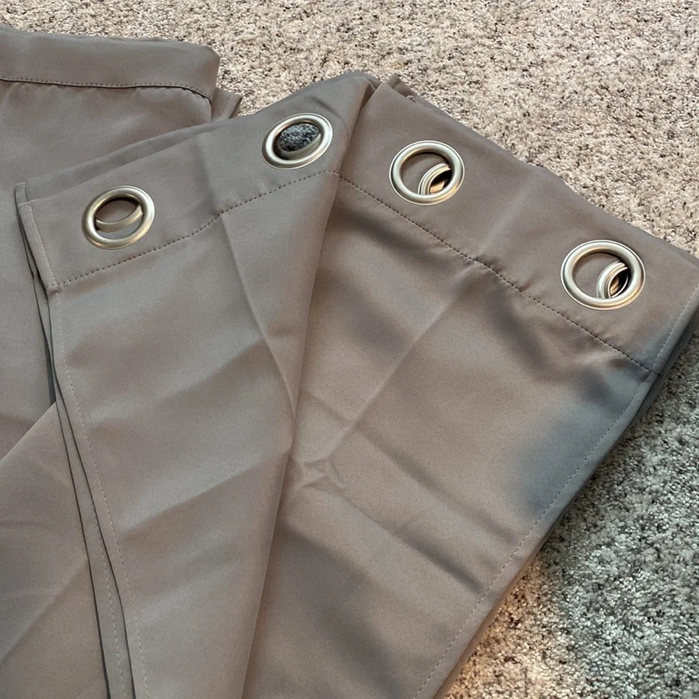 2 Gray solid curtains drapes silver pewter grommets 84”x38”